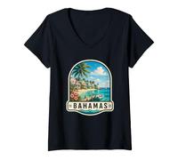 Donna Spiaggia del Paradiso Tropicale delle Bah Maglietta con Collo a V