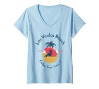 Donna Spiaggia di Las Viudas Cabo San Lucas Maglietta con Collo a V
