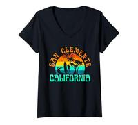 Donna Spiaggia di San Clemente California Maglietta con Collo a V