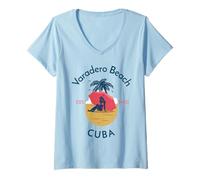 Donna Spiaggia di Varadero, Cuba Maglietta con Collo a V