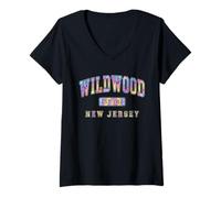 Donna Spiaggia estiva collegiata a Wildwood New Jersey Shore Tie Dye Maglietta con Collo a V