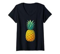 Donna Spiaggia estiva di ananas Spiagge Aloha Frutta tropic Maglietta con Collo a V
