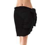 Donna Spiaggia Pareo Sarong, Chiffon Gonne a Portafoglio, Sexy Bikini Copricostume Mezzo, Elegante Scialle Wrap Dress, Beachwear Cover Up per Ragazze (Nero)