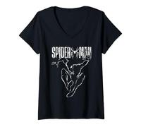 Donna Spider-Man Brand New Day Silhouette Parker Maglietta con Collo a V