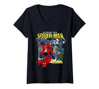 Donna Spider-Man Day Comic Strip Maglietta con Collo a V
