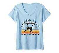 Donna Spider Monkey Amante Divertente Uomini Donne Ragazzi Ragazze Maglietta con Collo a V