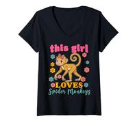 Donna Spider Monkey Amante Questa ragazza ama le scimmie ragno donne Maglietta con Collo a V