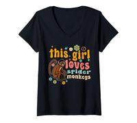 Donna Spider Monkey Amante Questa ragazza ama le scimmie ragno donne Maglietta con Collo a V