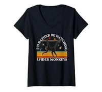Donna Spider Monkey Lover Vintage piuttosto essere guardando Spider scimmia Maglietta con Collo a V