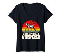 Donna Spider Monkey Whisperer Amante Vintage Uomini Donne Ragazzi Ragazze Maglietta con Collo a V