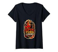 Donna Spin Turn Count Danza Passi Ritmo Maglietta con Collo a V