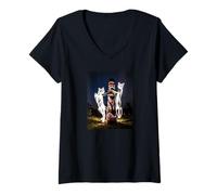Donna Spirito Illustrato Come Gatti con Il Loro Totem Pole Maglietta con Collo a V