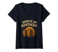 Donna Spirits of Kentucky Camicia Barrels Retro Sunset Whisky Pride Maglietta con Collo a V