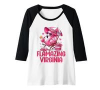 Donna Splendido Fenicottero Rosa della Virginia, Scena Tropicale sulla Spiaggia per Donne Maglia con Maniche Raglan
