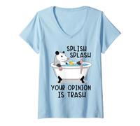 Donna Splish Splash La Tua opinione è Trash Opossum Bath Maglietta con Collo a V