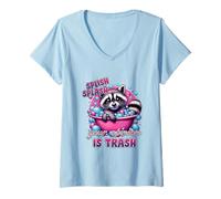 Donna Splish Splash La Tua opinione è Trash Raccoon Bath Maglietta con Collo a V