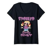 Donna Spoiled Little Brat Funny Crybaby Bambino Boo Hoo Maglietta con Collo a V