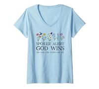 Donna Spoiler Alert God Wins I've Read The Final Chapter Christian Maglietta con Collo a V