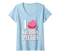 Donna Spongebob I Heart Krabby Patties Plankton Valentine's Day Maglietta con Collo a V