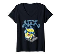 Donna Spongebob Let's Party DJ Maglietta con Collo a V