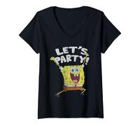 Donna Spongebob Let's Party Maglietta con Collo a V
