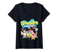 Donna Spongebob Logo Friends Maglietta con Collo a V