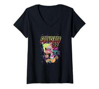 Donna Spongebob Squarepants #99 Not Afraid To Be Square Cool Style Maglietta con Collo a V