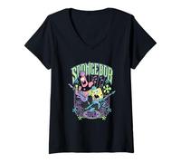 Donna Spongebob Squarepants And Patrick Star Rock Tour 1999 Maglietta con Collo a V