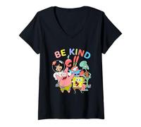 Donna Spongebob Squarepants Be Kind Squad Maglietta con Collo a V