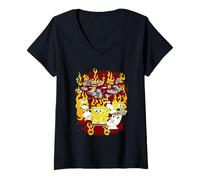 Donna Spongebob Squarepants Brain On Fire Maglietta con Collo a V