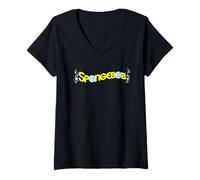 Donna Spongebob Squarepants Bubble Times Maglietta con Collo a V