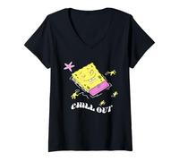 Donna Spongebob Squarepants Chill out Starfish Maglietta con Collo a V