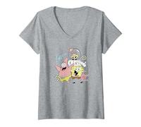 Donna Spongebob Squarepants Chillin' Patrick Sandy Gary Group Maglietta con Collo a V