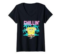 Donna Spongebob Squarepants Chillin Vibes Relax Maglietta con Collo a V