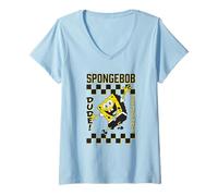 Donna Spongebob Squarepants Dude! Checker Pattern Vintage Poster Maglietta con Collo a V
