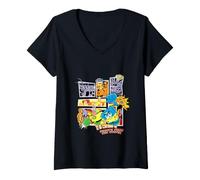 Donna Spongebob Squarepants E Amici Supereroi Maglietta con Collo a V
