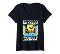 Donna Spongebob Squarepants Express Yourself Maglietta con Collo a V