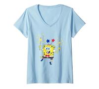 Donna Spongebob Squarepants Fireworks Celebration Maglietta con Collo a V