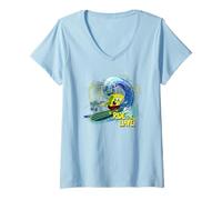 Donna Spongebob Squarepants Fun Anni '90 Ride The Wave Surfing Design Maglietta con Collo a V