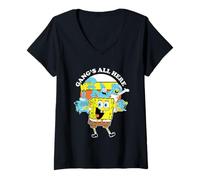Donna Spongebob Squarepants Gang's all Here Maglietta con Collo a V