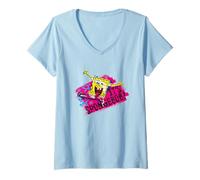 Donna Spongebob Squarepants Happy Celebrate Retro Vibes Opera d'Arte Maglietta con Collo a V