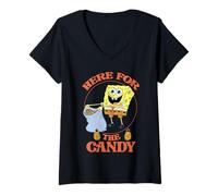 Donna Spongebob Squarepants Here for The Candy Halloween Maglietta con Collo a V
