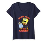 Donna Spongebob Squarepants Here for The Candy Halloween Maglietta con Collo a V