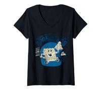 Donna Spongebob Squarepants Krabby Patty Grill Ufficiale Maglietta con Collo a V