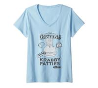 Donna Spongebob Squarepants Krusty Krab Krabby Patties Maglietta con Collo a V