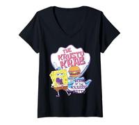 Donna Spongebob Squarepants Krusty Krab Pastello Maglietta con Collo a V