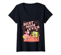 Donna Spongebob Squarepants Mother's Day Best Mom Ever Maglietta con Collo a V