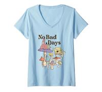 Donna Spongebob Squarepants No Bad Days Mushrooms Maglietta con Collo a V