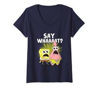 Donna Spongebob Squarepants Patrick And Spongebob Say What Maglietta con Collo a V
