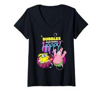 Donna Spongebob Squarepants Patrick Bubble Happy Friends Classic Maglietta con Collo a V